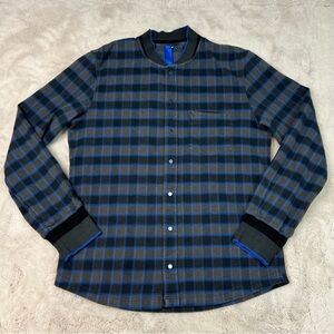 Kit And Ace Shirt Mens Large Grey Black Blue Tremont Snap Cotton Cashmere Casual